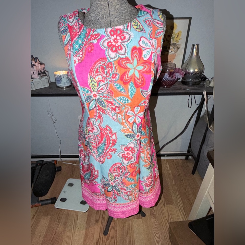 Ronni Nicole Vibrant Floral Mini Dress - Pink and Blue